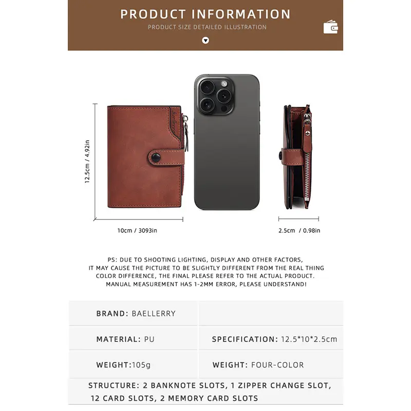New RFID Men Zipper Wallets Name Engraving Simple Coin Pocket Male Purse Money Clips High Quality Brand Card Holder Men's Wallet