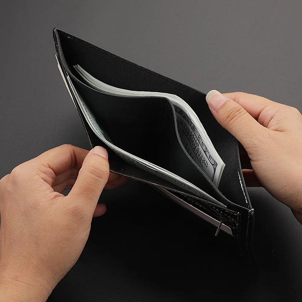 New Man PU Leather Wallet Business Card Holder Thin Business Credit Card Ldentity Holder Vintage Protection Bag Coin Wallet