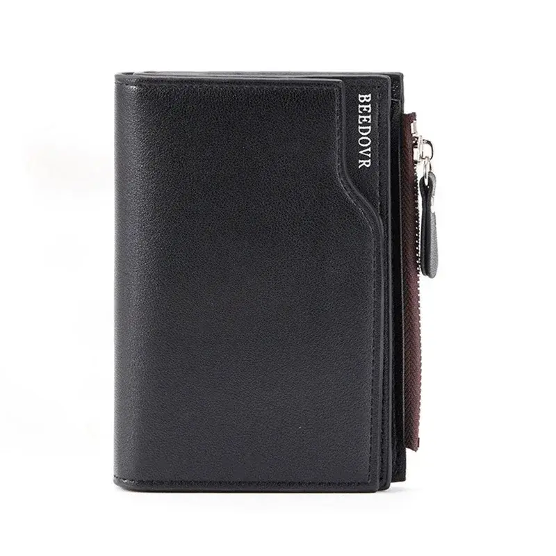 Men Short Small Wallet with Zipper Coin Pocket PU Leather Purse Credit Card Holders Men Wallet Money Bag carteira masculina 2025