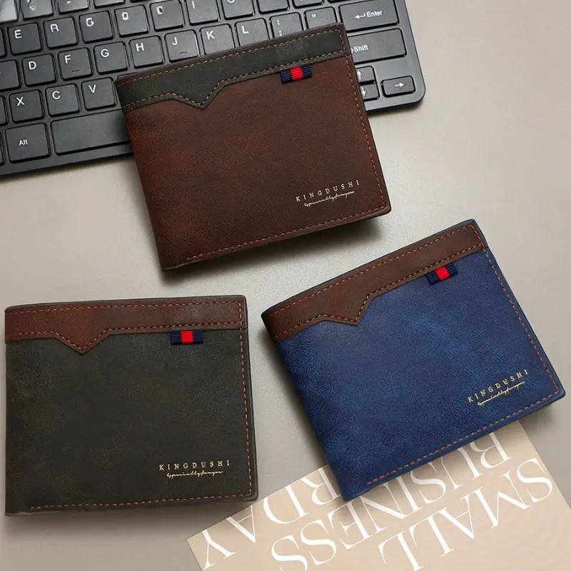 2025 New Men's Bifold Short Wallet Fashionable Minimalist Casual Multi Slot Purse Large Capacity Zipper Man Wallet with Coin Bag