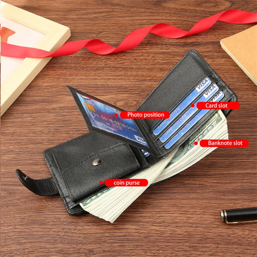 Men Wallets Leather Zipper Purse Man Slim Card Horders Quality Male Short Multi-card Wallet Coin Pocket Purse