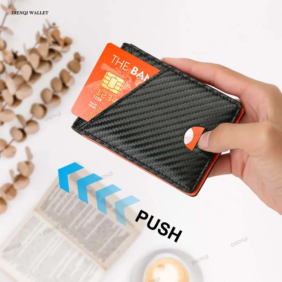 Carbon Fiber Wallet Men Rfid Slim Thin Card Holder Man Wallets Minimalist Male Small Short Purse Black Bi-fold Vallet Billfold