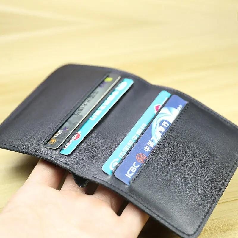 Ultra Thin Small Wallet Short Cowhide Casual Mens Vertical Simple Bifold Wallets Soft Leather Credit Card Holder Moneybag