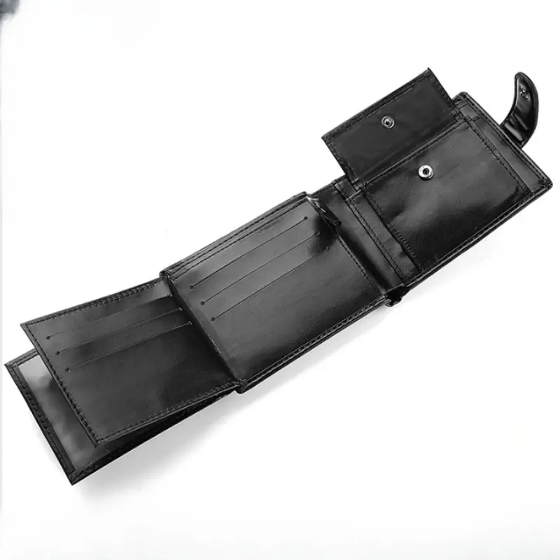 Retro Large Capacity 3 Fold Buckle Short Wallet PU Leather Wallet Multiple Card Slots ID Credit Card Holder Men Coin Bag Purse