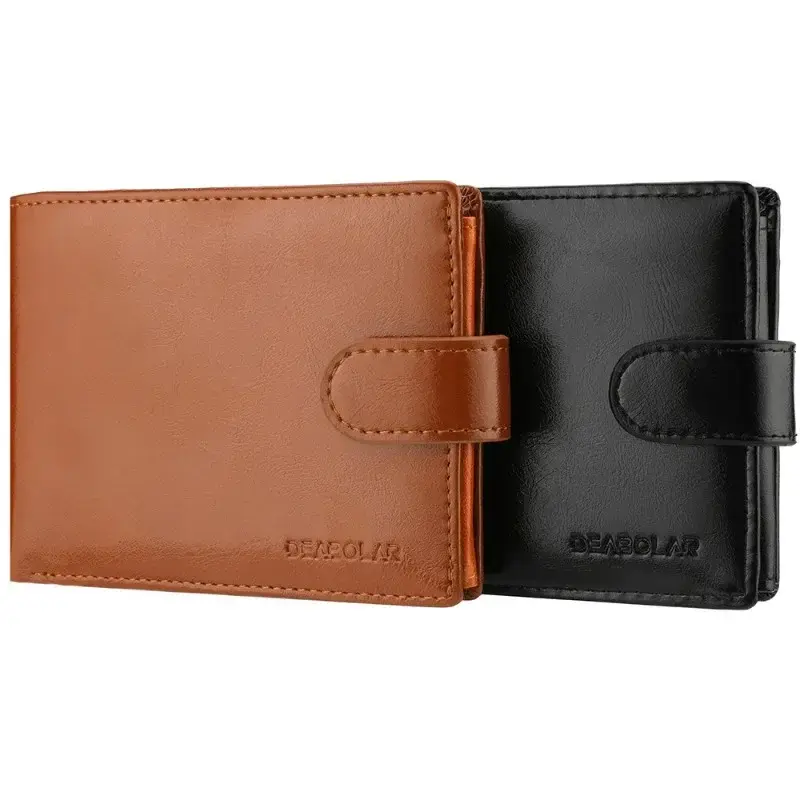 Retro Large Capacity 3 Fold Buckle Short Wallet PU Leather Wallet Multiple Card Slots ID Credit Card Holder Men Coin Bag Purse