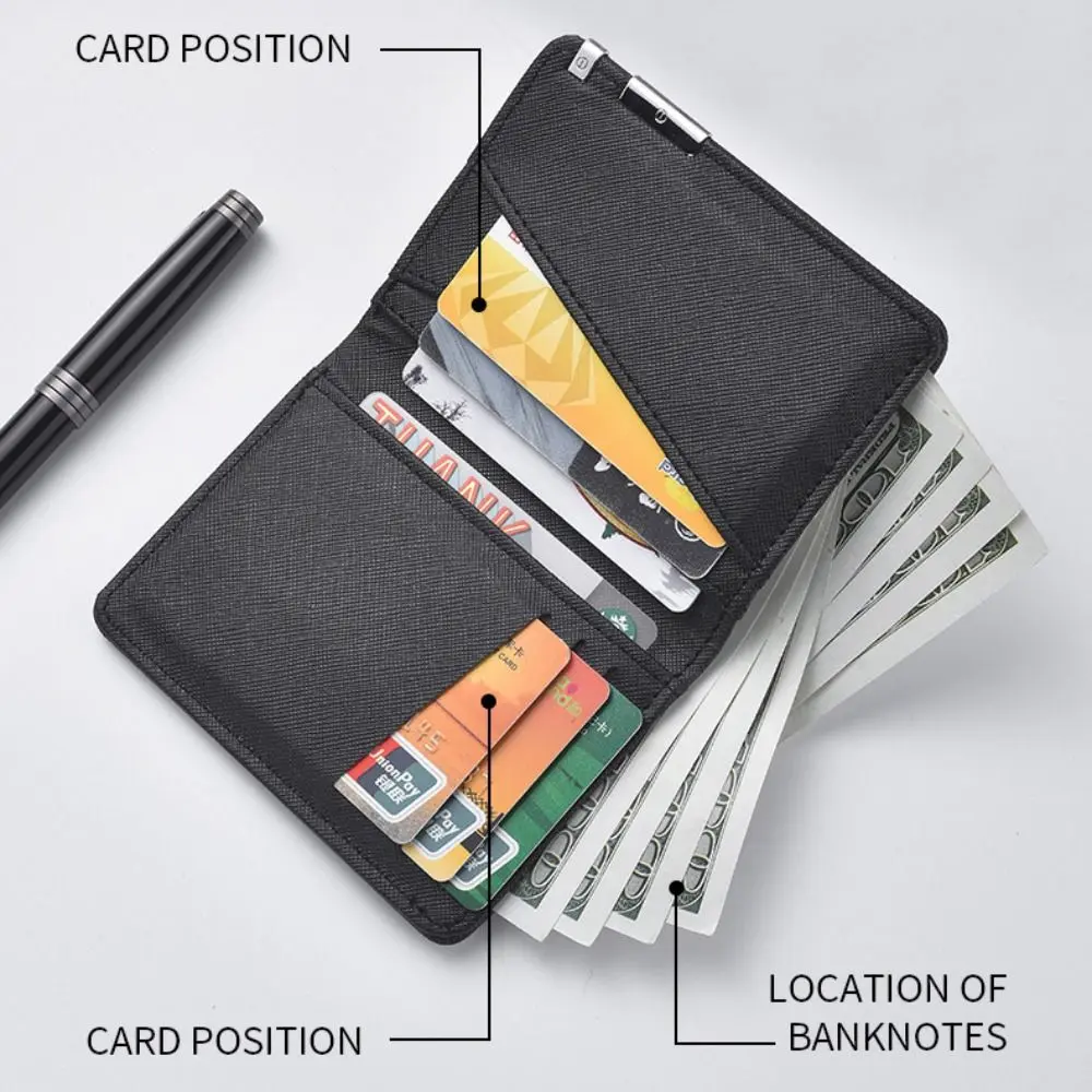 PU Leather Retro Men's Wallet Two-Fold Orange Black Grey White Multiple Pockets Ultra Thin Slim Wallet Money Clip Credit Card