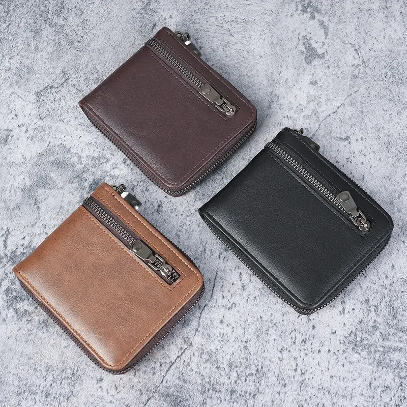 New men's retro wallet with large capacity and multiple card slots, featuring a coin purse and fashionable card wallet