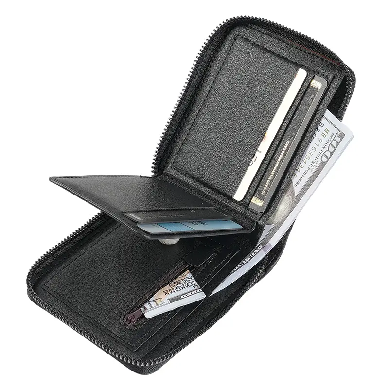 New men's retro wallet with large capacity and multiple card slots, featuring a coin purse and fashionable card wallet
