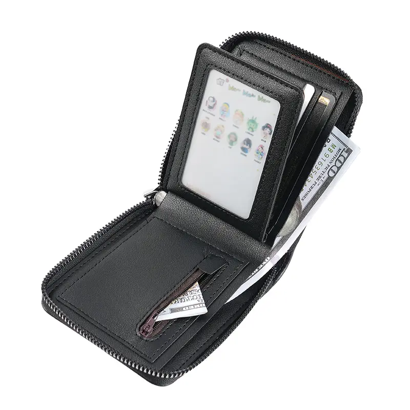 New men's retro wallet with large capacity and multiple card slots, featuring a coin purse and fashionable card wallet