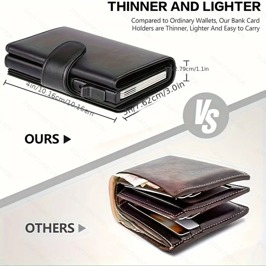 Wallet RFID Mini Men's Wallet Automatic Pop-up Card Holder with Coin Pocket