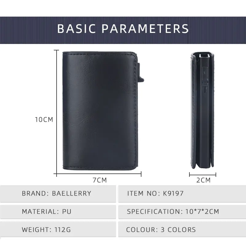 2023 New Baellerry RFID Mini Men Card Wallets Name Customized Short Male Purses Luxury Card Holder Slim Men's Wallet