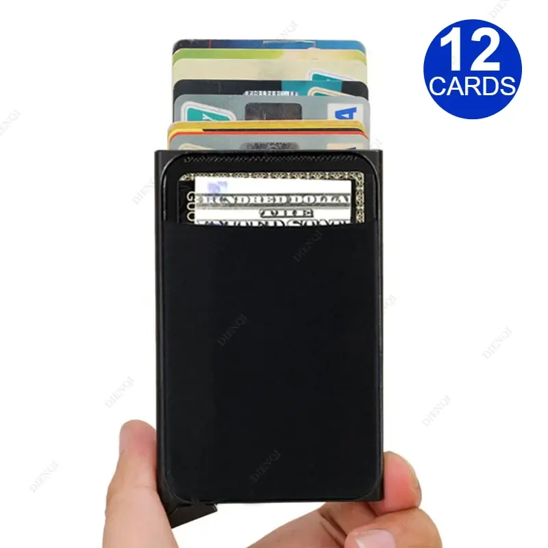 Automatic Pop Up Wallet Aluminum Double Card Case RFID Credit Card Holder Minimalist Metal Wallet Hold 12 Cards Wallet for Men