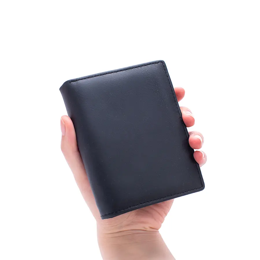 new men's genuine leather wallet business vertical three-fold credit card holder zipper coin purse men's RFID anti-theft wallet