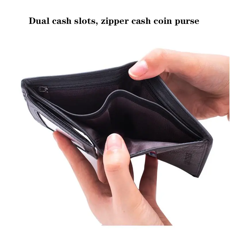 new men's genuine leather wallet business vertical three-fold credit card holder zipper coin purse men's RFID anti-theft wallet