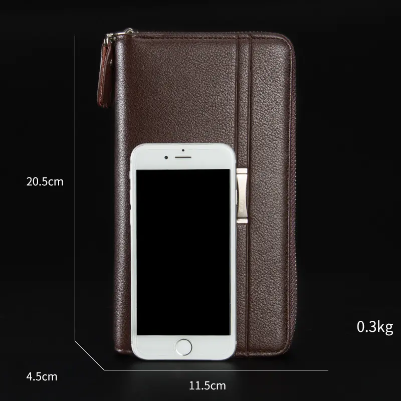 Baellerry Men Wallets Double Zipper Large Capacity Name Engraving High Quality Card Holder Male Purse Wallet For Men