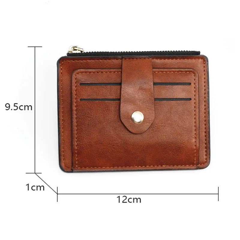 New Mini Men Card Wallets Free Name Engraving Slim Purses Zipper Coin Pocket Luxury Small Men's Wallet Unisex Card Holder