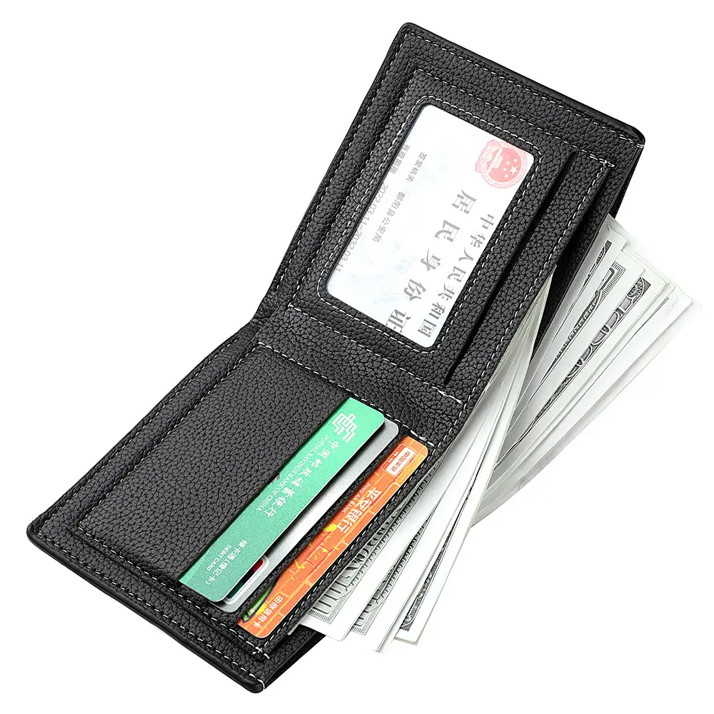 Men's Wallet Men's Youth Luxury Short Leather Card Holder Slim Minimalist Double Fold Men's Wallet