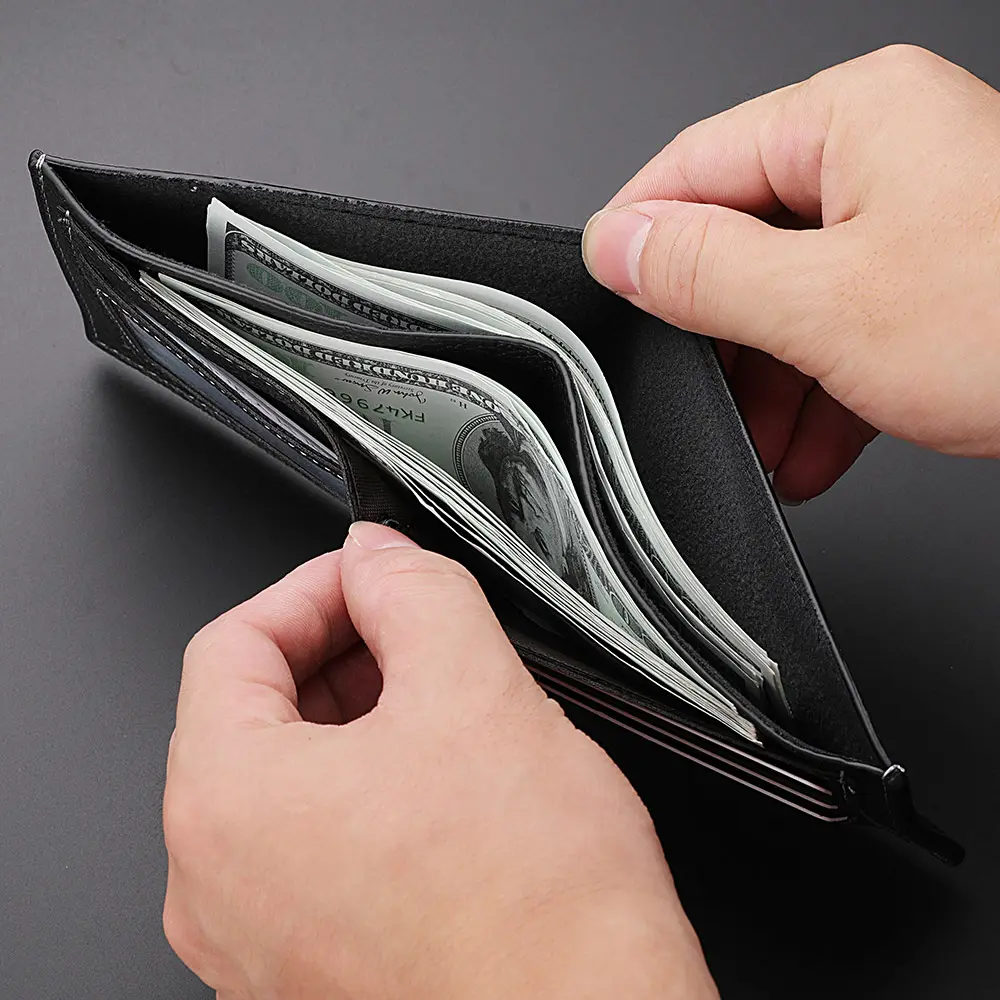 Men's Wallet Men's Youth Luxury Short Leather Card Holder Slim Minimalist Double Fold Men's Wallet