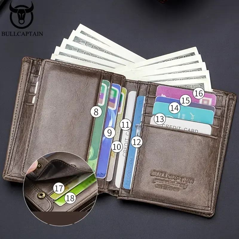 Leather Large-capacity Men's Wallet Driver's License Retro Leather Wallet Multi-card Thickened Credit Card Wallet Fashion Wallet