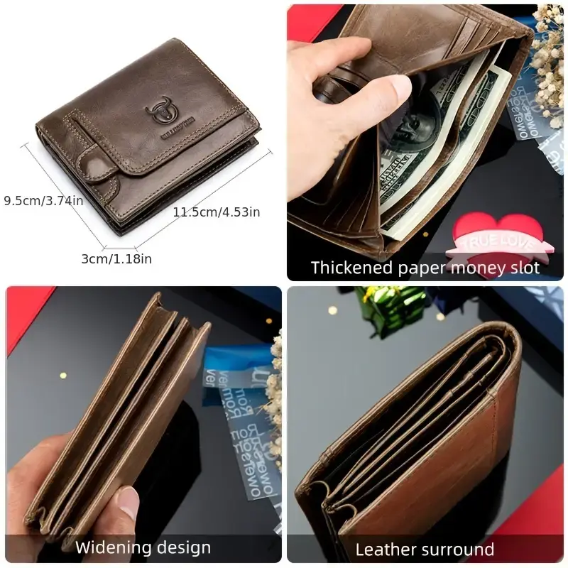 Leather Large-capacity Men's Wallet Driver's License Retro Leather Wallet Multi-card Thickened Credit Card Wallet Fashion Wallet