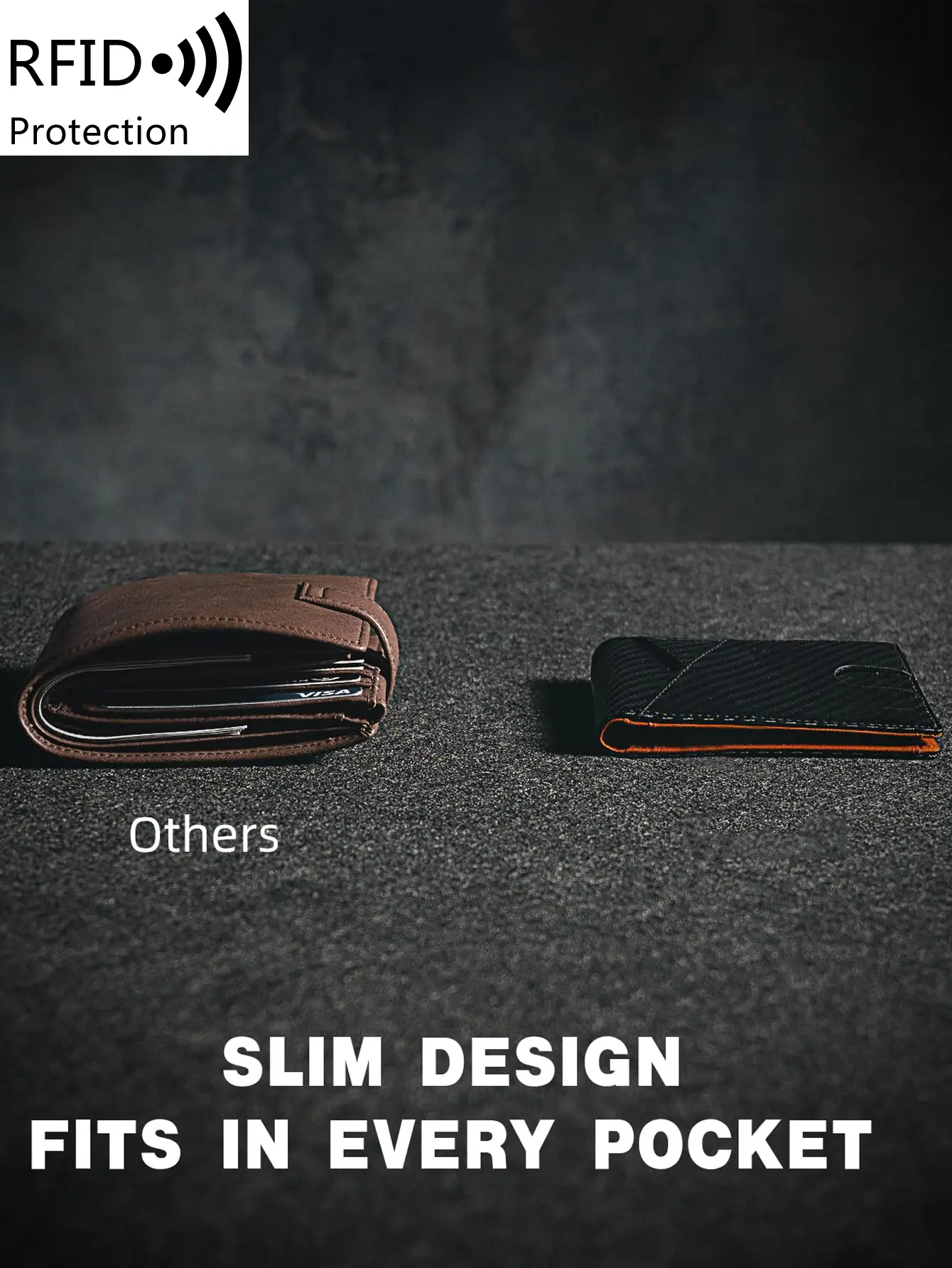 RFID Carbon Fiber Ultra-thin Trifold Wallet Simple Front Pocket Design Wallet Multi-function Portable 8 Card Slots Men's Wallet