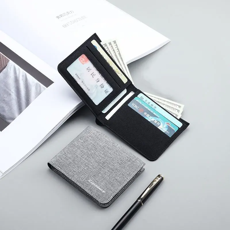 Canvas Men Wallet Black/Blue/Gray Card Holder Wallet Male Money Bag Id/Photo/Bank Holder Short Purse Credit Card Case Bag