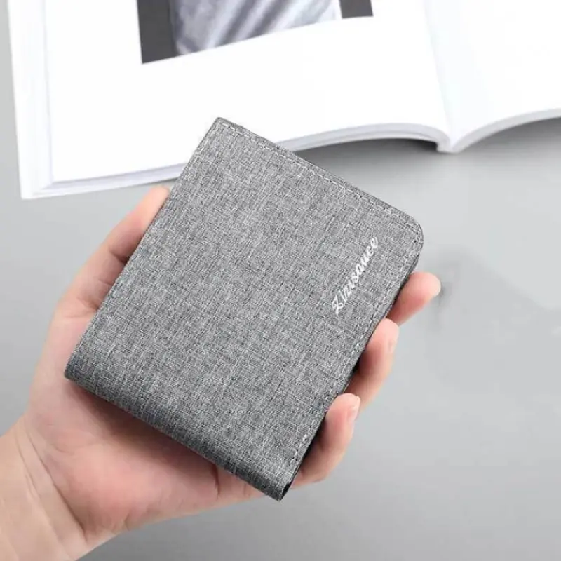 Canvas Men Wallet Black/Blue/Gray Card Holder Wallet Male Money Bag Id/Photo/Bank Holder Short Purse Credit Card Case Bag