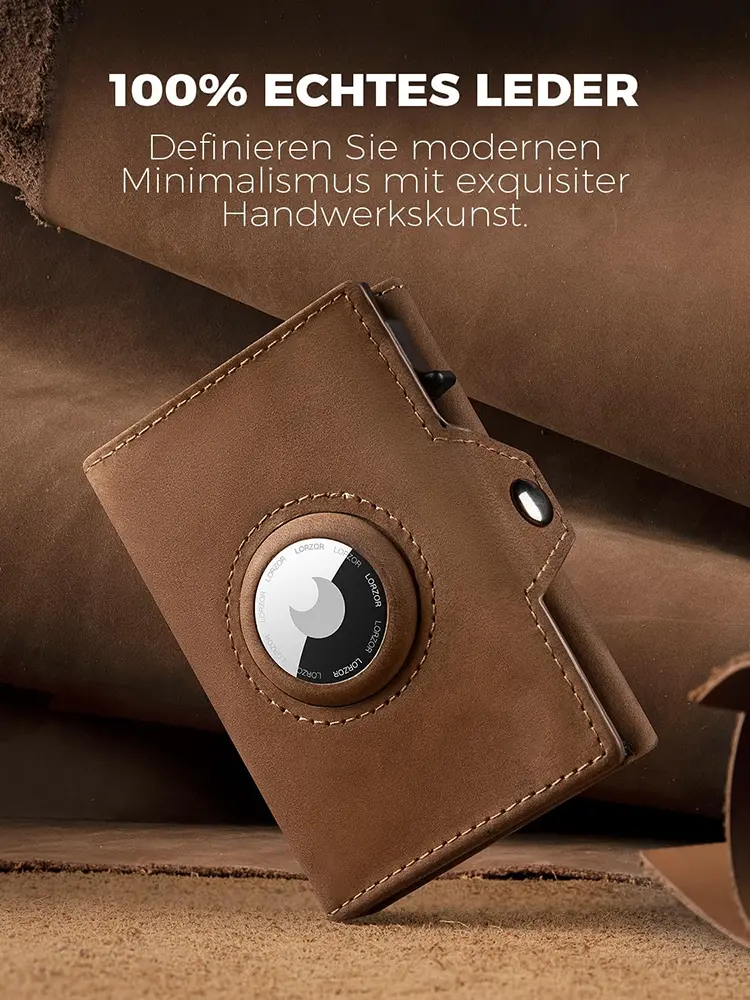 YATBEST Men's Leather Wallet With Coin Pocket AirTag Positioning Card Clip RFID Anti Magnetic Anti-Theft Card Swiping Bag