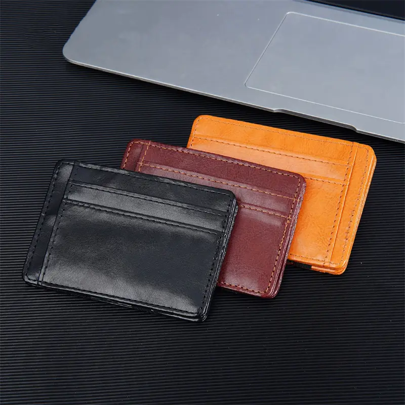 Fashion Slim Magic Wallets with Elastic Strap PU Leather Men Money Clips Bank Credit Card Holder Thin Cash Purse Small Billfold