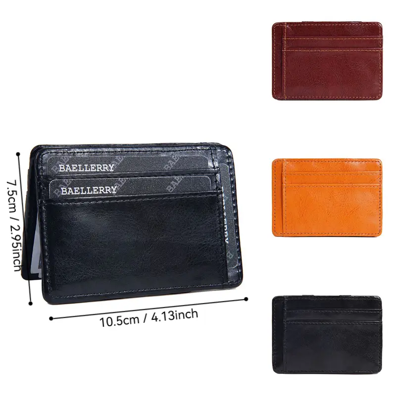Fashion Slim Magic Wallets with Elastic Strap PU Leather Men Money Clips Bank Credit Card Holder Thin Cash Purse Small Billfold