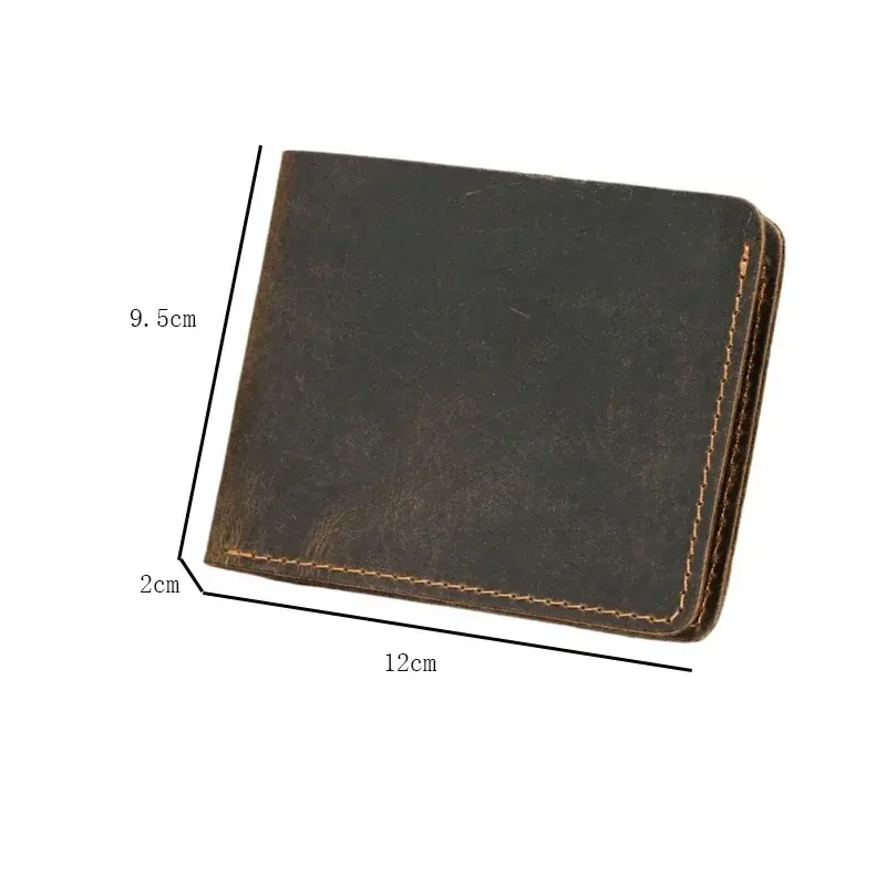 Men's Crazy Horse Leather Wallet, Genuine Leather Wallet, Card Bag, Simple Retro European and American Style, Mens Purse 2025
