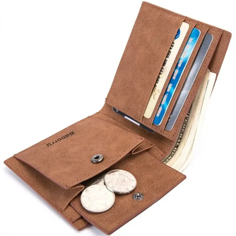 2024 Fashion Rfid Men Wallets Mens Wallet with Coin Bag Zipper Small Mini Wallet Purses New Design Dollar Wallet Slim Money Bag