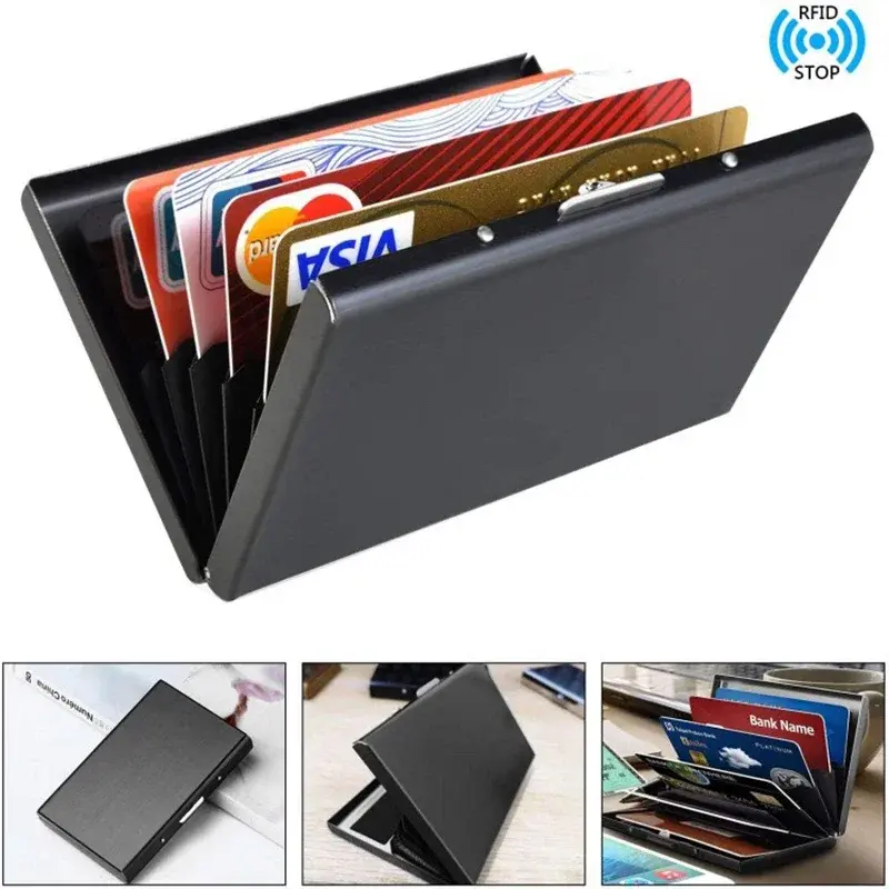 Rfid Card Metal Slim Wallet for Men Credit Card Holder Bifold Mini Wallets Male Purse Porte Carte Short Bi-Fold Choice Valet