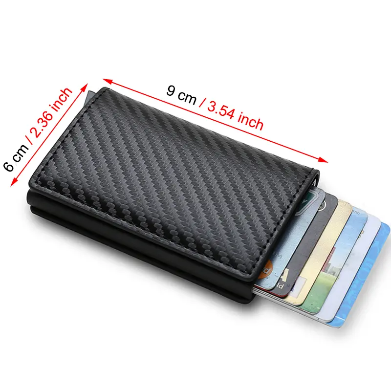 Rfid Credti Card Holders Men Wallets Anti Theft Carbon Fiber Bank Cardholder Case Slim Thin Smart Wallet Pop Up Black Walet New
