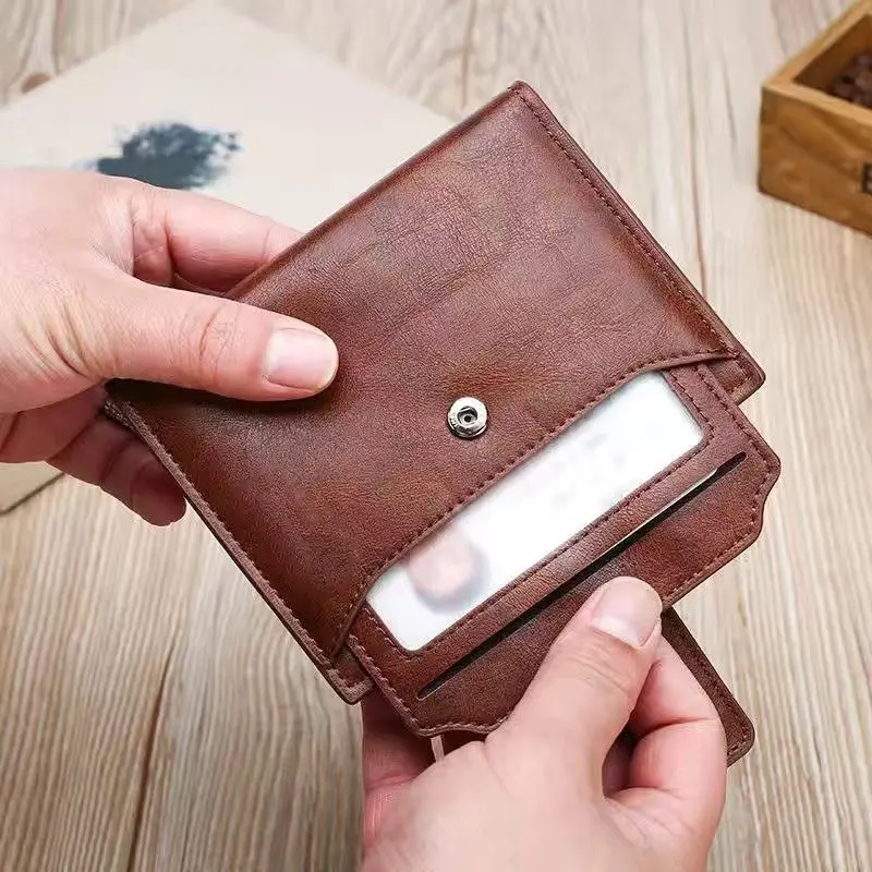 new Men's Wallet Zipper Coin Purse RFID Anti-theft retro Leather Wallet Credit Card Holder Money Bag Business wallet for men
