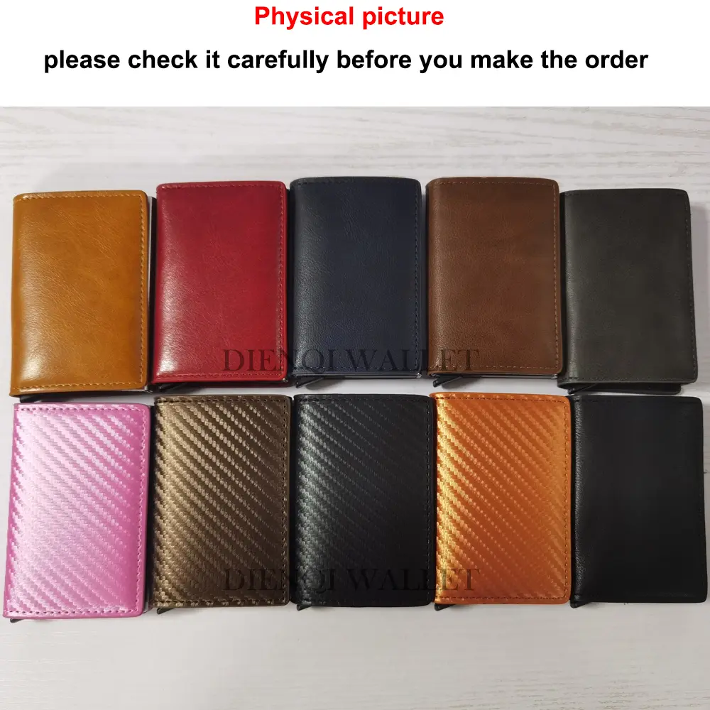 Rfid Credti Card Holders Men Wallets Anti Theft Carbon Fiber Bank Cardholder Case Slim Thin Smart Wallet Pop Up Black Walet New