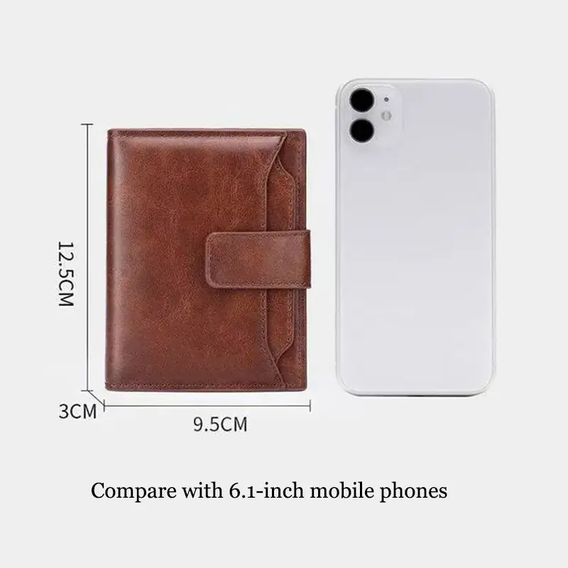 new Men's Wallet Zipper Coin Purse RFID Anti-theft retro Leather Wallet Credit Card Holder Money Bag Business wallet for men