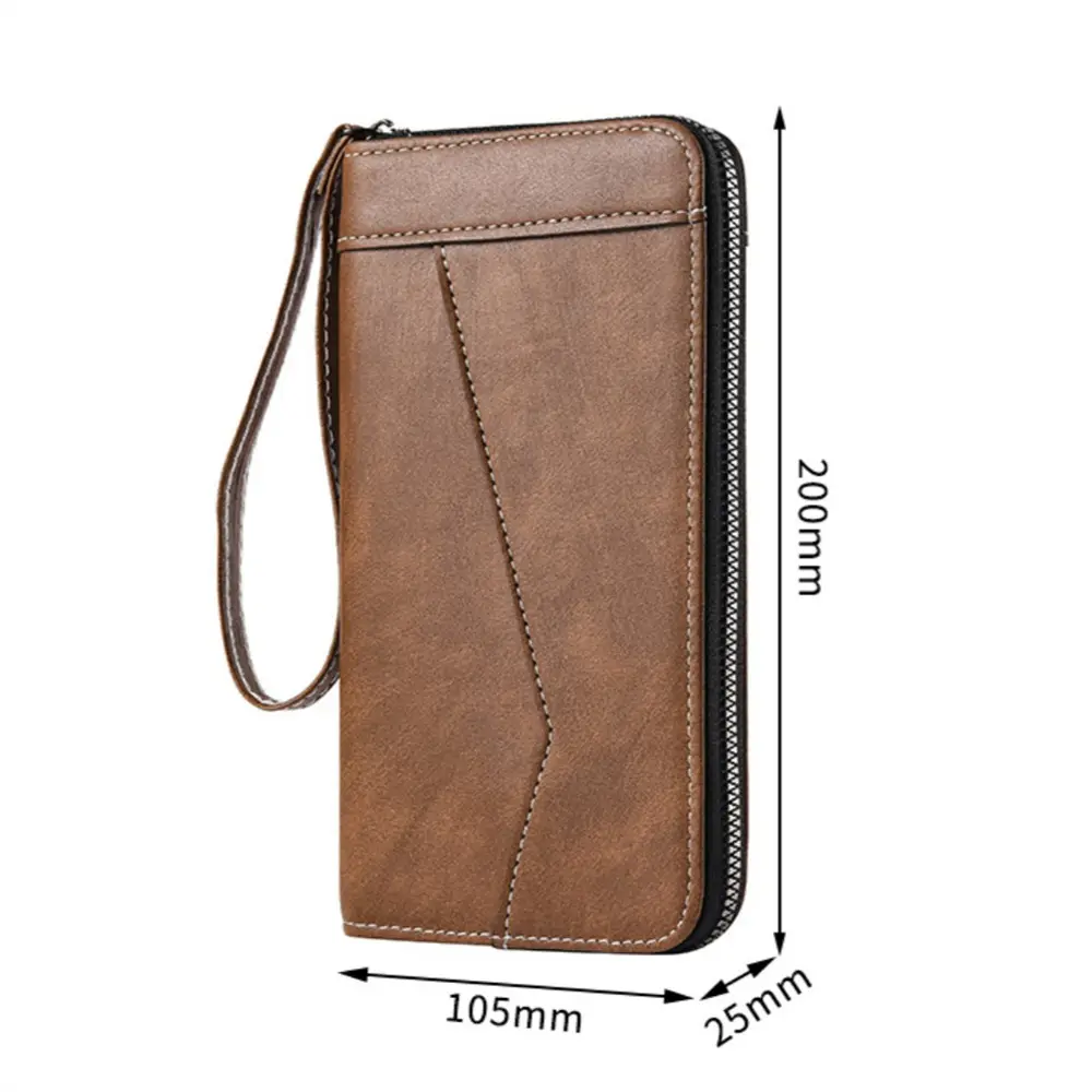 New Brand Men's Long Purse PU Leather Splicing Wallet Large Capacity Male Phone Bag Zipper Multi Card Business Clutch Gifts