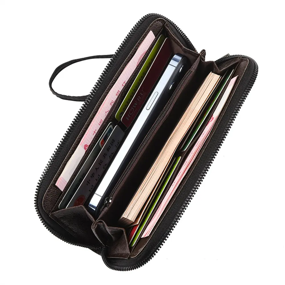 New Brand Men's Long Purse PU Leather Splicing Wallet Large Capacity Male Phone Bag Zipper Multi Card Business Clutch Gifts