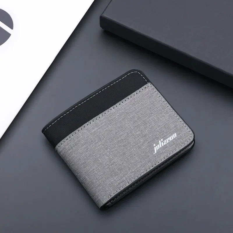 Men Fashion Canvas Wallet Short Purse Credit Card Case Bag Black/blue/gray Card Holder Wallet Male Money Bag 2023 bank Holder