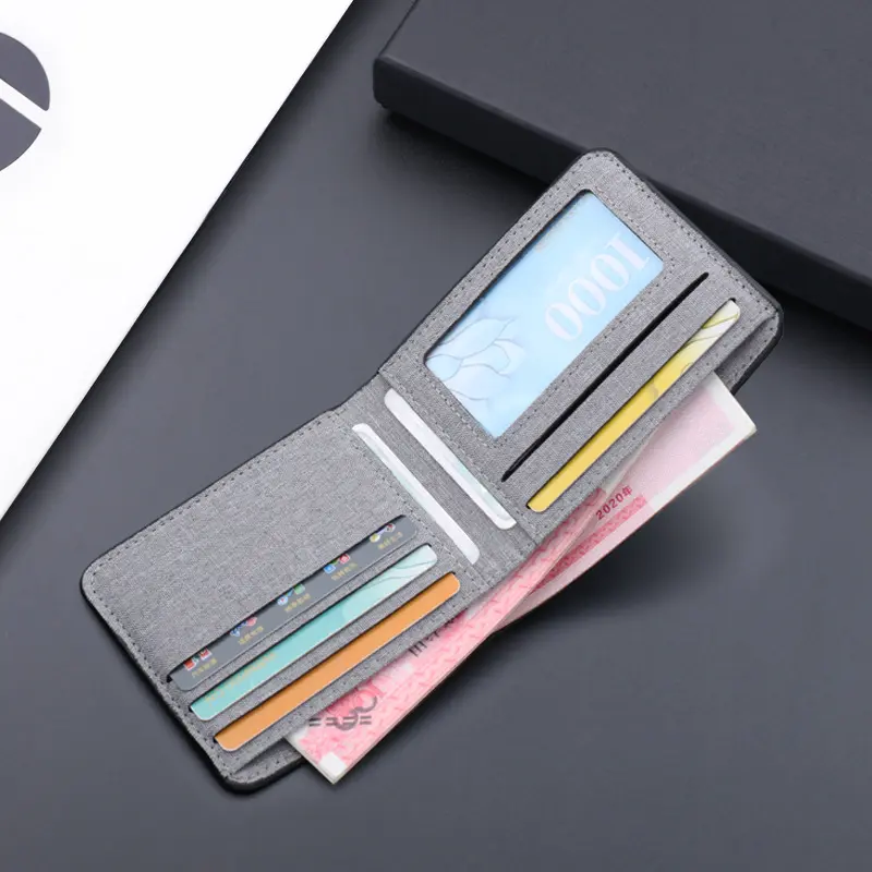 Men Fashion Canvas Wallet Short Purse Credit Card Case Bag Black/blue/gray Card Holder Wallet Male Money Bag 2023 bank Holder