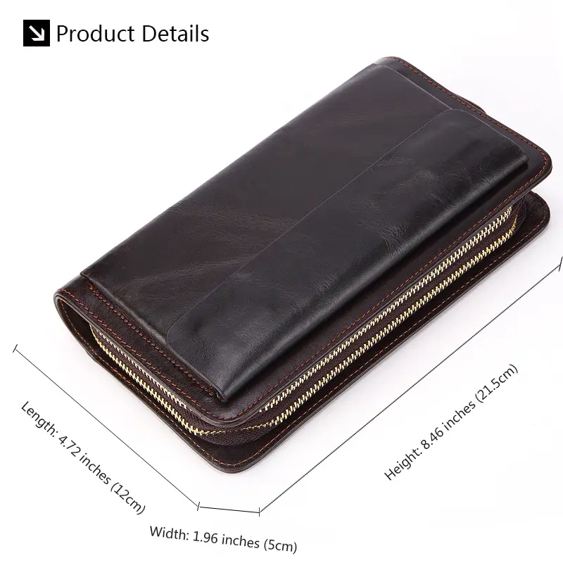 Retro Leather Large Men Clutch Wallets Men Purse 100% Genuine Leather Long Leather Male Wallet billetera hombre purses bolso sac