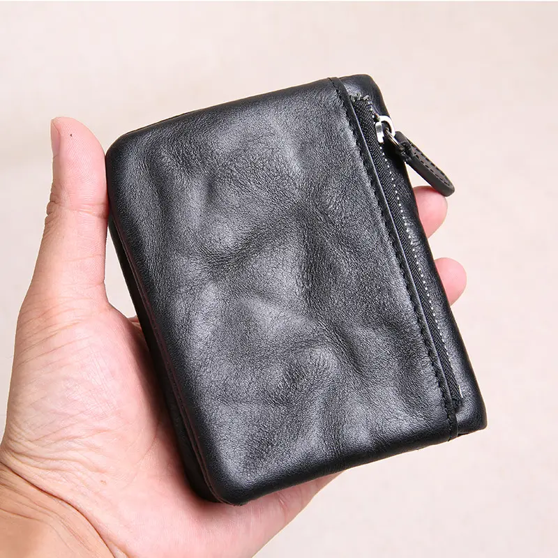 PNDME genuine leather men's short small wallet fashion vintage natural real cowhide card holder women wallet student coin purse