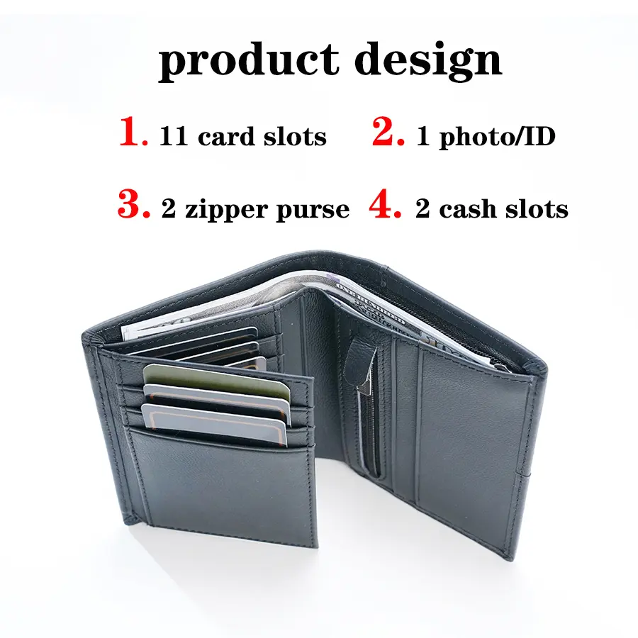 Men's Coin Purse Wallet RFID Blocking Man Genuine Leather Wallet zipper Card Holder Money Bag Wallet Male