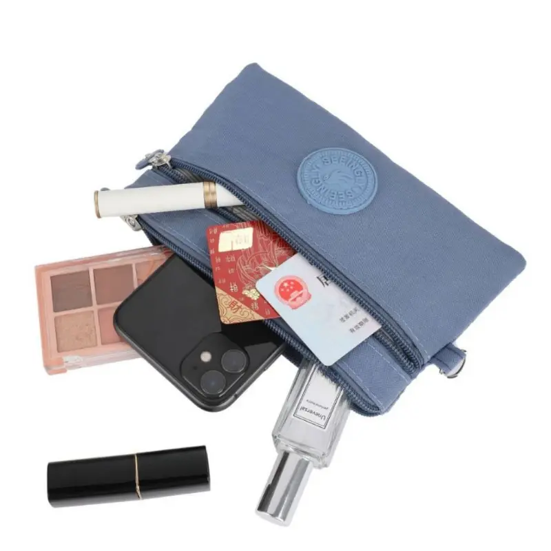 Unisex Solid Color Wallet Bags for Women Handbags with Hanging Rope Coin Money Keys ID Cards Organizer Phone Nylon Storage Bags