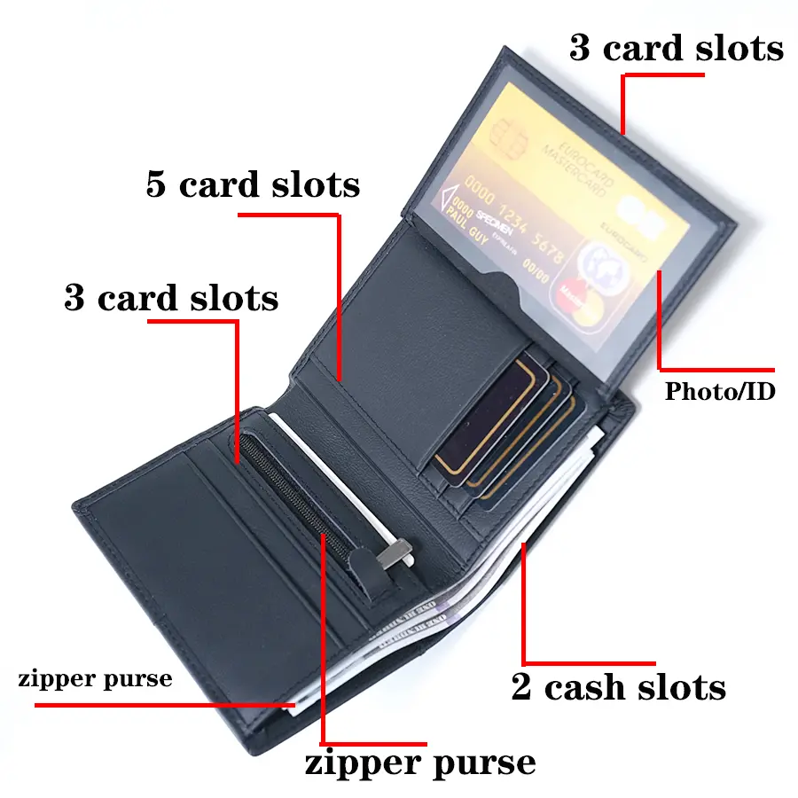Men's Coin Purse Wallet RFID Blocking Man Genuine Leather Wallet zipper Card Holder Money Bag Wallet Male