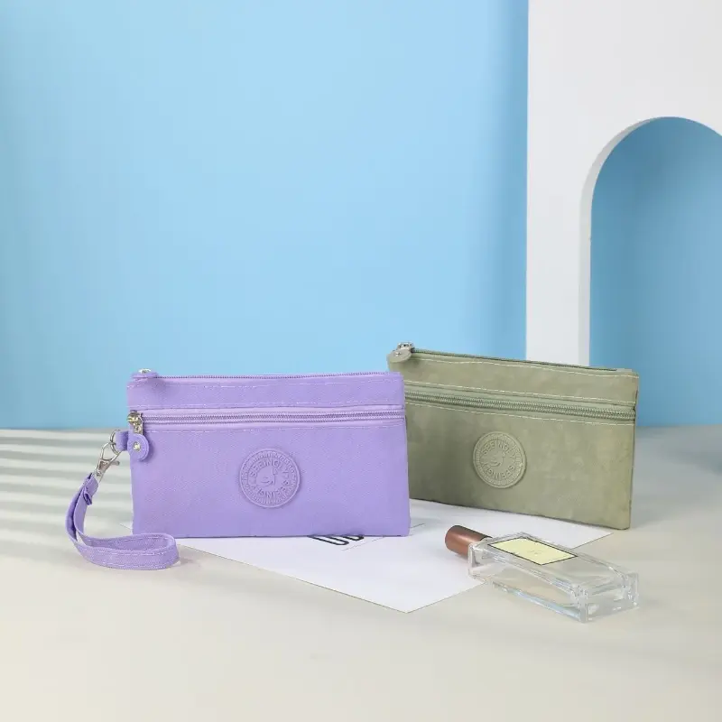 Unisex Solid Color Wallet Bags for Women Handbags with Hanging Rope Coin Money Keys ID Cards Organizer Phone Nylon Storage Bags