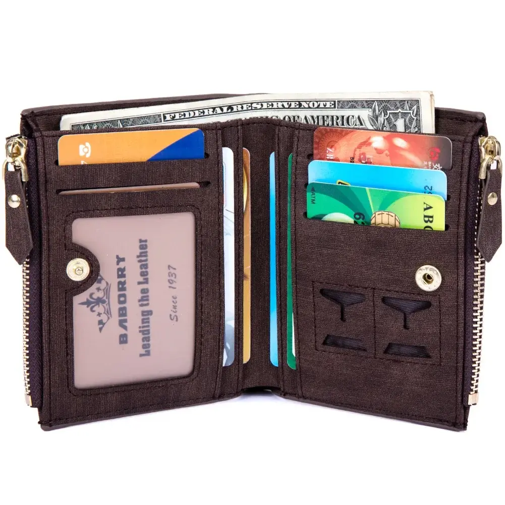 Theft Protec Coin Bag Zipper Men Wallets Famous Brand Mens Wallet Male Money Purses Wallets New Design Top Men Wallet