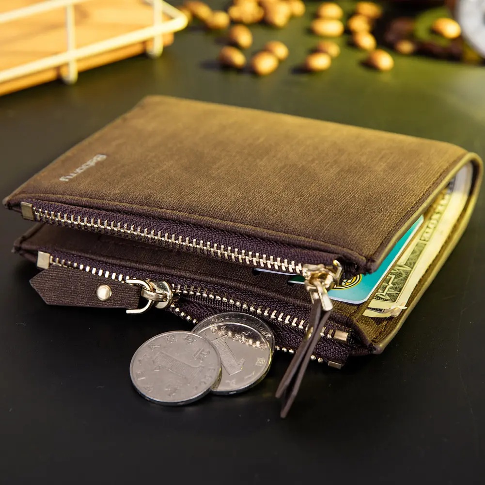 Theft Protec Coin Bag Zipper Men Wallets Famous Brand Mens Wallet Male Money Purses Wallets New Design Top Men Wallet