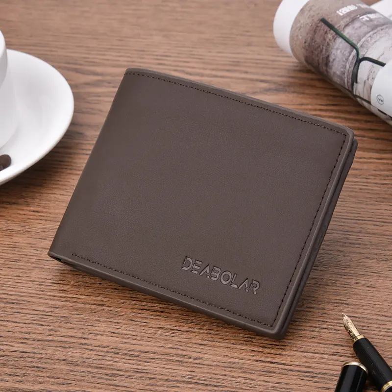 Short Men's Wallet Classic Pocket Photo Holder, Small Men's Wallet Quality PU Leather Card Holder, Matte Leather Men's Wallet